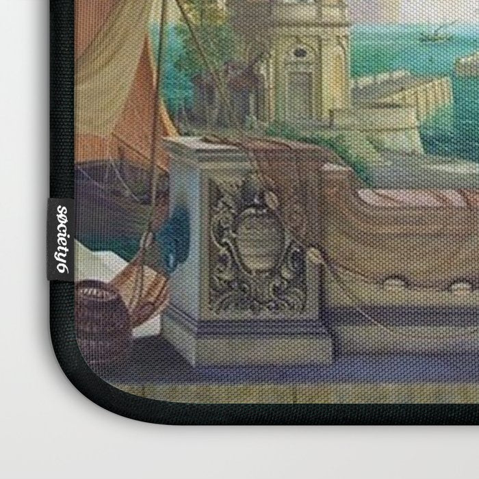 Capriccio of a Mediterranean Seaport Landscape No. 2 by Rex Whistler Laptop Sleeve Gallery Image 3