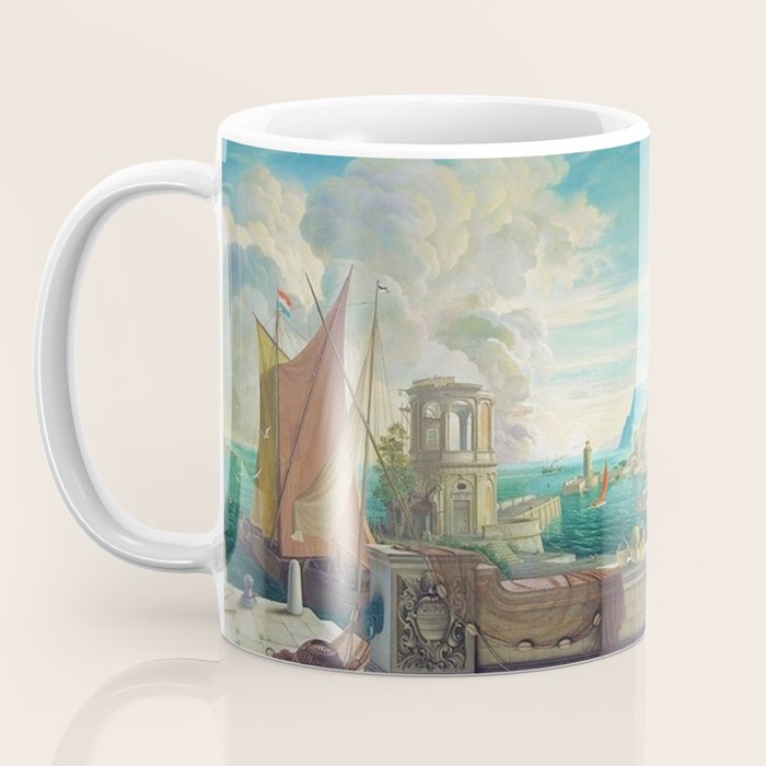 Capriccio of a Mediterranean Seaport Landscape No. 2 by Rex Whistler Coffee Mug Gallery Image 3