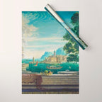 Capriccio of a Mediterranean Seaport Landscape No. 2 by Rex Whistler Wrapping Paper Gallery Image 1