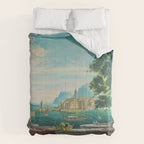 Capriccio of a Mediterranean Seaport Landscape No. 2 by Rex Whistler Comforter Gallery Image 6