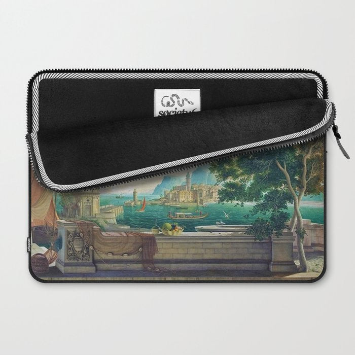 Capriccio of a Mediterranean Seaport Landscape No. 2 by Rex Whistler Laptop Sleeve Gallery Image 2