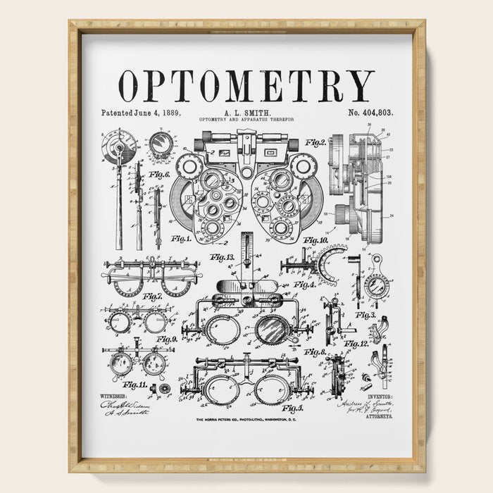 Optometrist Optometry Eye Doctor Tools Vintage Patent Print Serving Tray Gallery Image 1