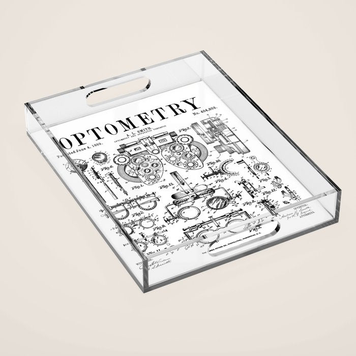 Optometrist Optometry Eye Doctor Tools Vintage Patent Print Acrylic Tray Gallery Image 1