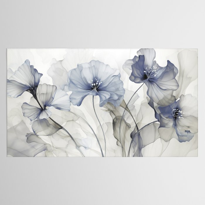Ethereal Blue Grey Flower Fantasies Tablecloth Gallery Image 2
