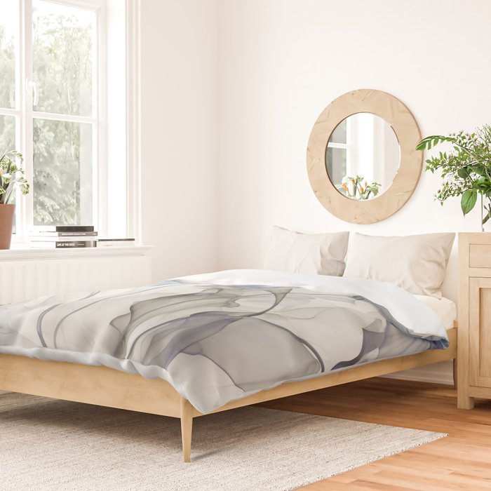 Ethereal Blue Grey Flower Fantasies Duvet Cover Gallery Image 2