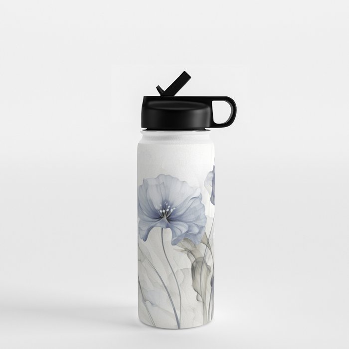 Ethereal Blue Grey Flower Fantasies Water Bottle Gallery Image 1