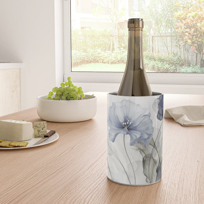 Ethereal Blue Grey Flower Fantasies Wine Chiller Gallery Image 4