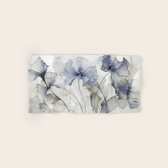 Ethereal Blue Grey Flower Fantasies Bath Towel Gallery Image 1