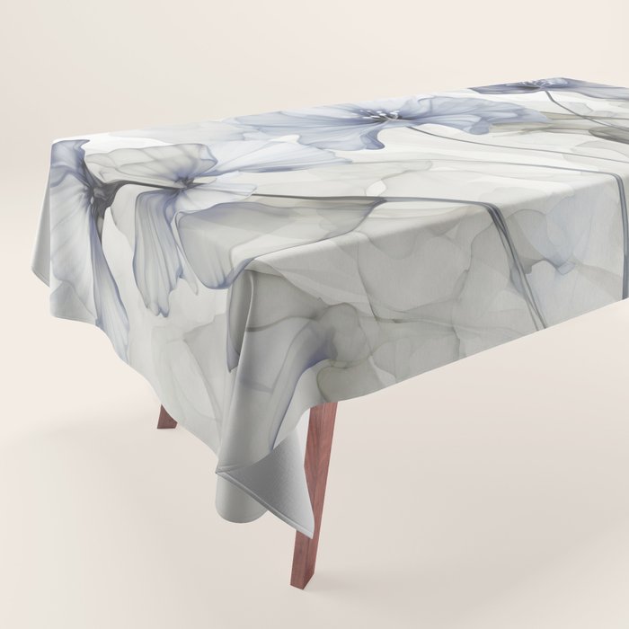Ethereal Blue Grey Flower Fantasies Tablecloth Gallery Image 1