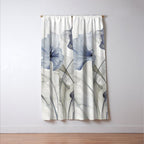 Ethereal Blue Grey Flower Fantasies Window Curtain Gallery Image 3