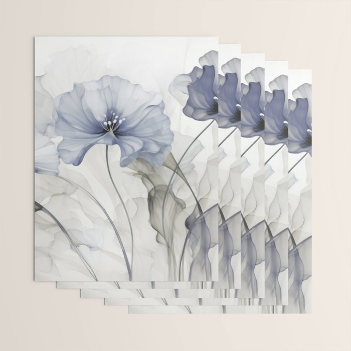 Ethereal Blue Grey Flower Fantasies Wrapping Paper Gallery Image 3