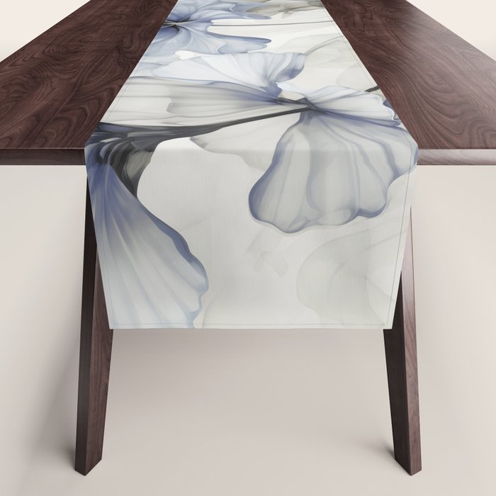 Ethereal Blue Grey Flower Fantasies Table Runner Gallery Image 1