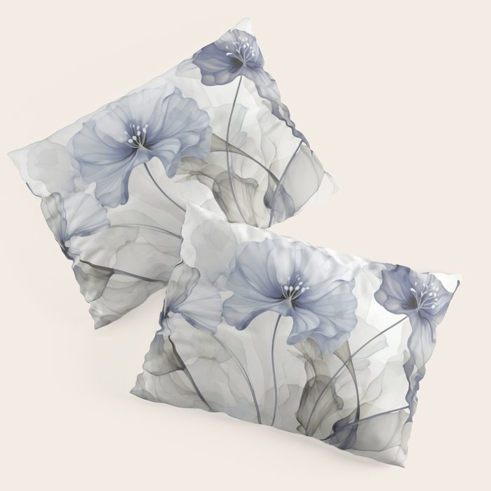 Ethereal Blue Grey Flower Fantasies Pillow Sham Gallery Image 3