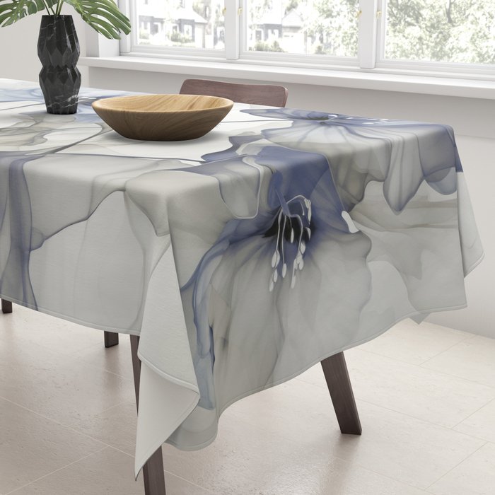 Ethereal Blue Grey Flower Fantasies Tablecloth Gallery Image 3