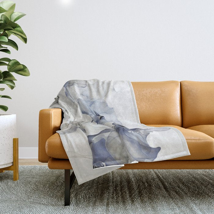 Ethereal Blue Grey Flower Fantasies Throw Blanket Gallery Image 1