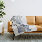Ethereal Blue Grey Flower Fantasies Throw Blanket Gallery Image 1