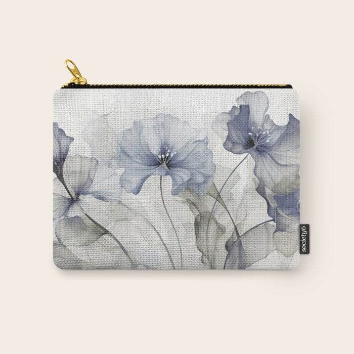 Ethereal Blue Grey Flower Fantasies Carry All Pouch Gallery Image 1