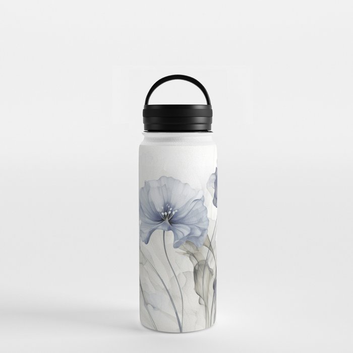 Ethereal Blue Grey Flower Fantasies Water Bottle Gallery Image 3