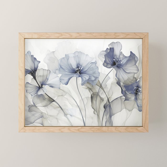 Ethereal Blue Grey Flower Fantasies Mini Art Print Gallery Image 1