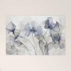 Ethereal Blue Grey Flower Fantasies Welcome Mat Gallery Image 1