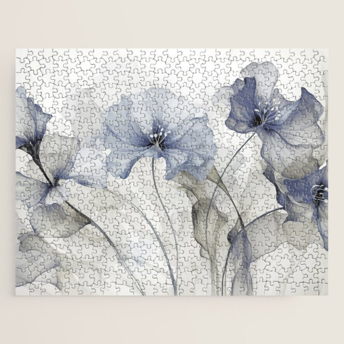 Ethereal Blue Grey Flower Fantasies Jigsaw Puzzle Gallery Image 1