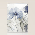 Ethereal Blue Grey Flower Fantasies Stationery Card Gallery Image 2
