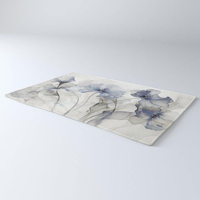 Ethereal Blue Grey Flower Fantasies Rug Gallery Image 3