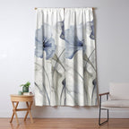 Ethereal Blue Grey Flower Fantasies Window Curtain Gallery Image 5