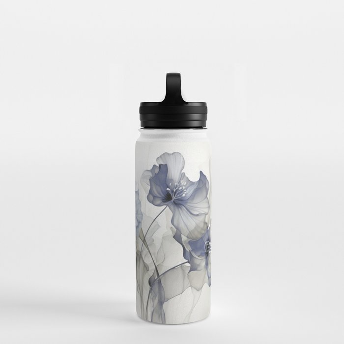 Ethereal Blue Grey Flower Fantasies Water Bottle Gallery Image 2