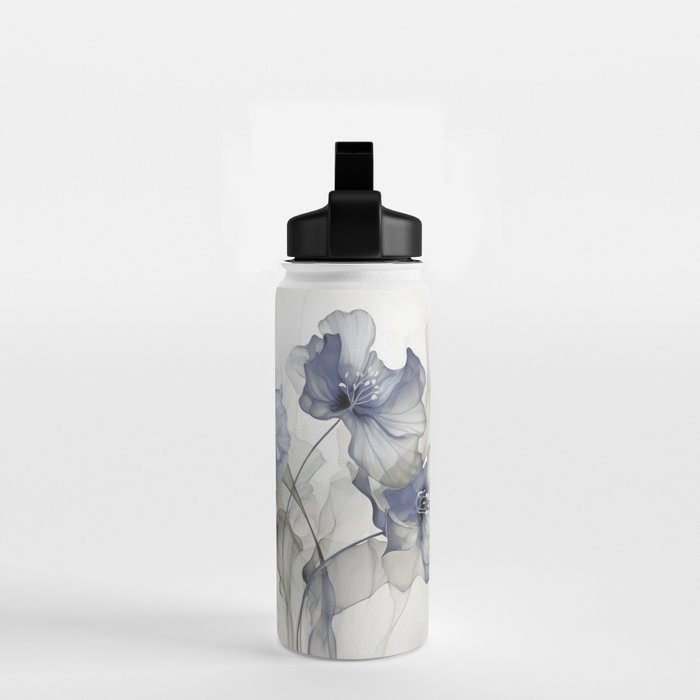 Ethereal Blue Grey Flower Fantasies Water Bottle Gallery Image 2