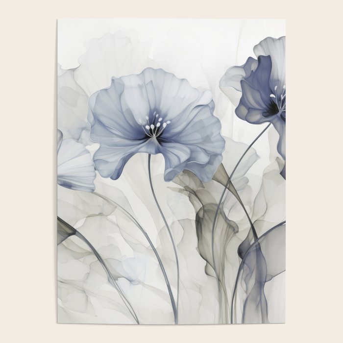 Ethereal Blue Grey Flower Fantasies Poster Gallery Image 4