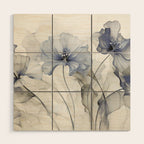 Ethereal Blue Grey Flower Fantasies Wood Wall Art Gallery Image 1