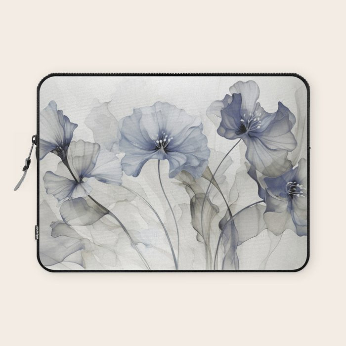 Ethereal Blue Grey Flower Fantasies Laptop Sleeve Gallery Image 1
