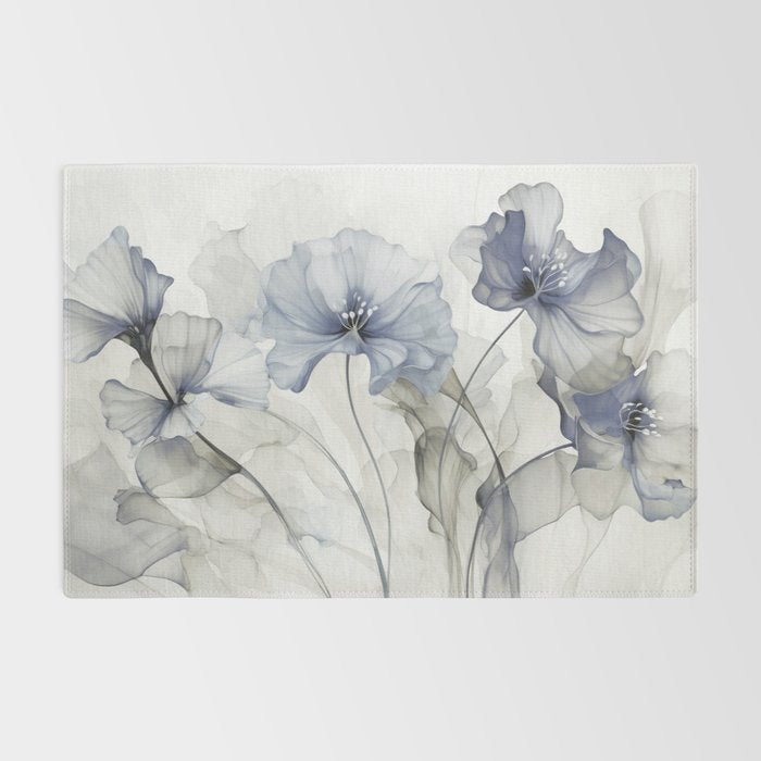 Ethereal Blue Grey Flower Fantasies Rug Gallery Image 2