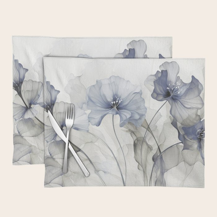 Ethereal Blue Grey Flower Fantasies Placemat Gallery Image 1