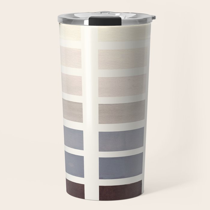 Grey Taupe Watercolor Gouache Geometric Square Matrix Pattern Travel Mug Gallery Image 1