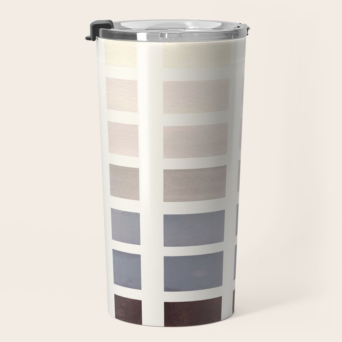 Grey Taupe Watercolor Gouache Geometric Square Matrix Pattern Travel Mug Gallery Image 3