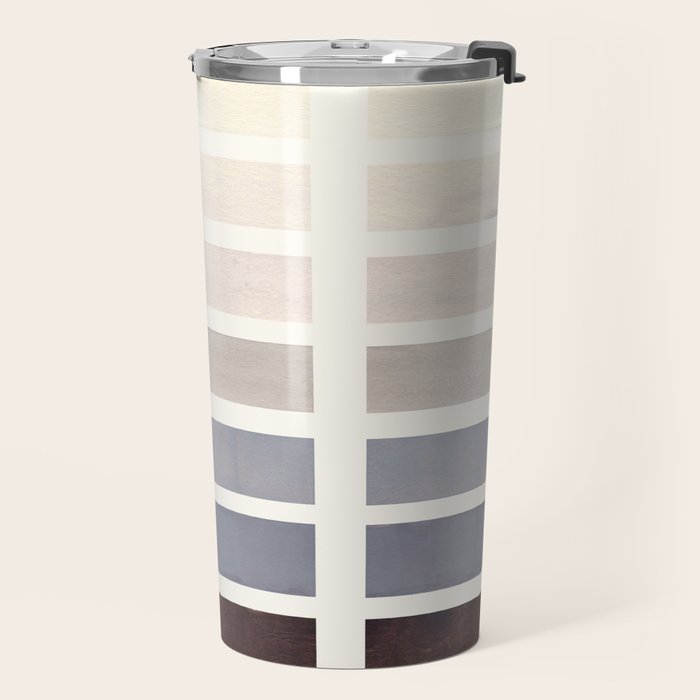 Grey Taupe Watercolor Gouache Geometric Square Matrix Pattern Travel Mug Gallery Image 2