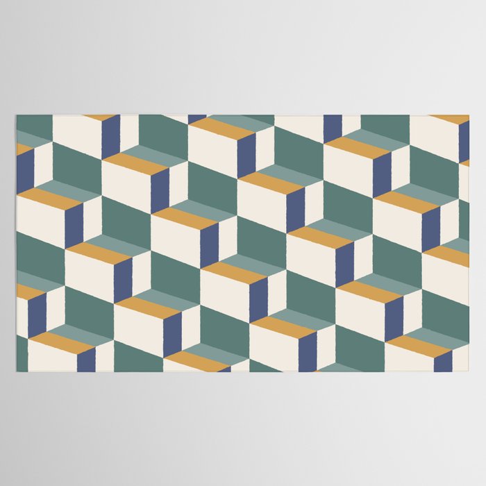 Cuboid Geometric Abstract Shapes Pattern XIV Tablecloth Gallery Image 2
