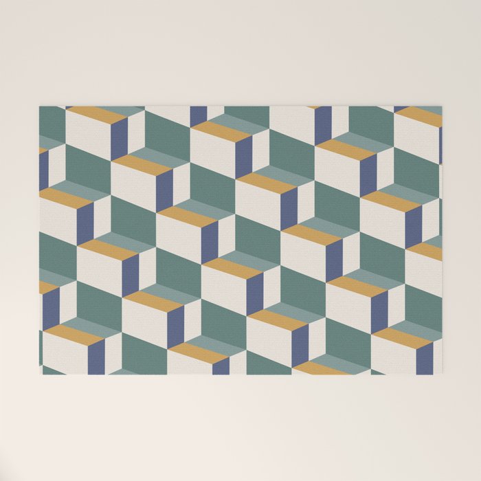 Cuboid Geometric Abstract Shapes Pattern XIV Welcome Mat Gallery Image 1