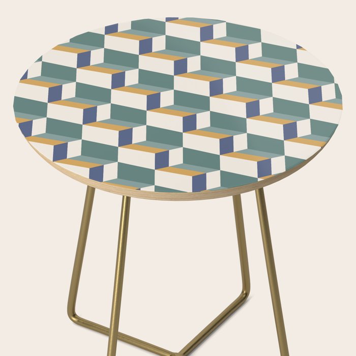 Cuboid Geometric Abstract Shapes Pattern XIV Side Table Gallery Image 2