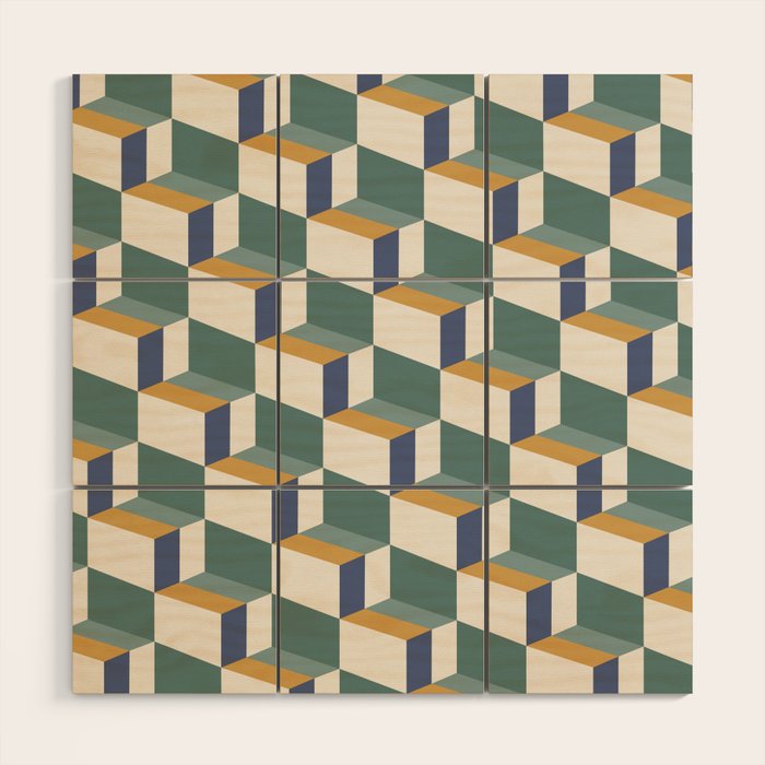 Cuboid Geometric Abstract Shapes Pattern XIV Wood Wall Art Gallery Image 1