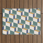 Cuboid Geometric Abstract Shapes Pattern XIV Outdoor Rug Gallery Image 1