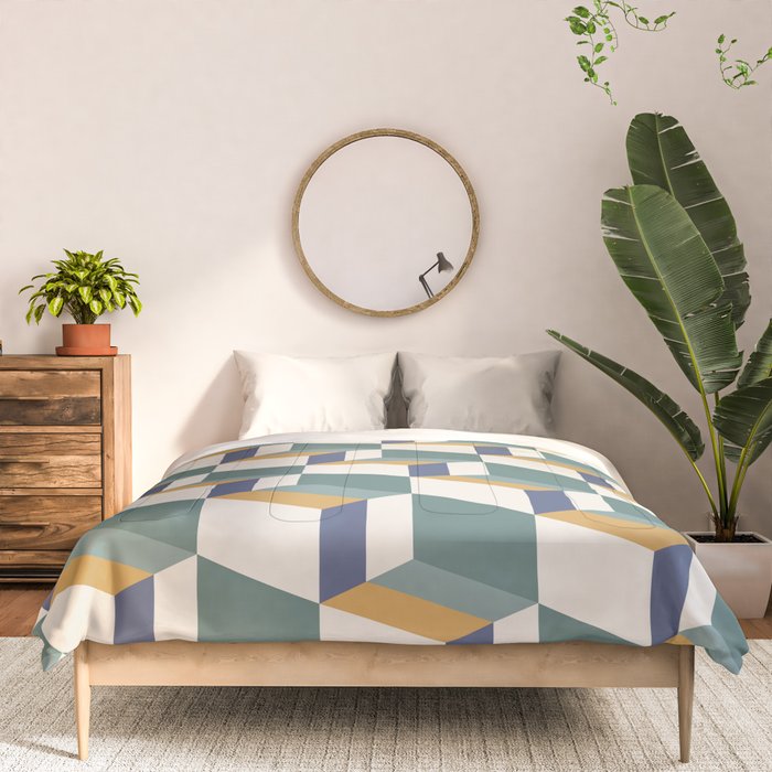 Cuboid Geometric Abstract Shapes Pattern XIV Comforter Gallery Image 3