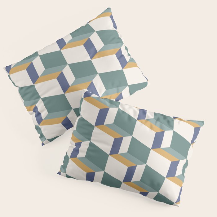 Cuboid Geometric Abstract Shapes Pattern XIV Pillow Sham Gallery Image 3