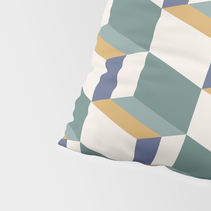 Cuboid Geometric Abstract Shapes Pattern XIV Pillow Sham Gallery Image 4