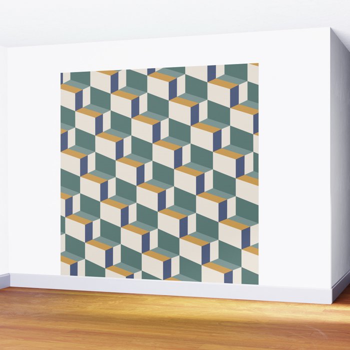 Cuboid Geometric Abstract Shapes Pattern XIV Wall Mural Gallery Image 2