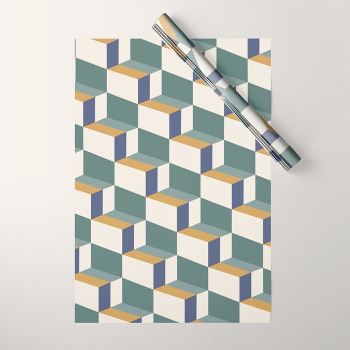 Cuboid Geometric Abstract Shapes Pattern XIV Wrapping Paper Gallery Image 1