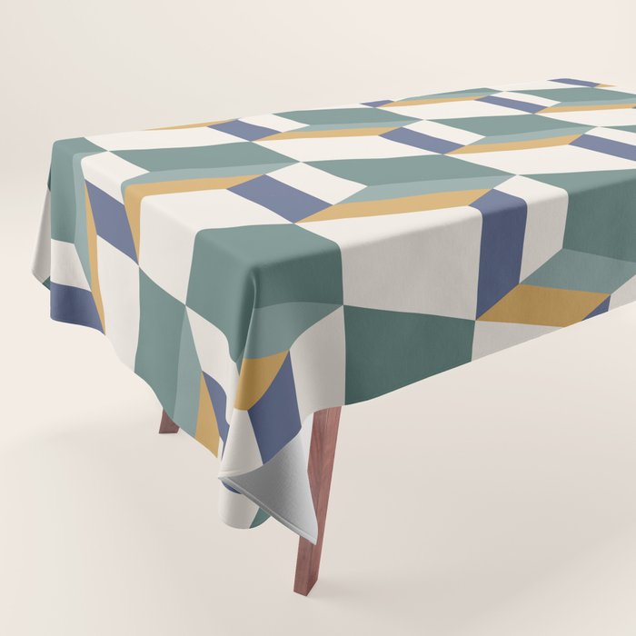 Cuboid Geometric Abstract Shapes Pattern XIV Tablecloth Gallery Image 1