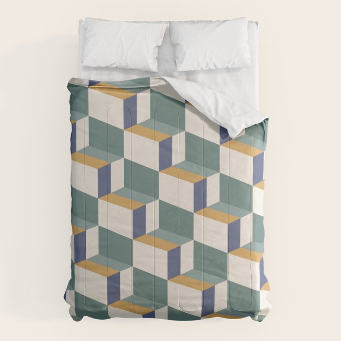 Cuboid Geometric Abstract Shapes Pattern XIV Comforter Gallery Image 6